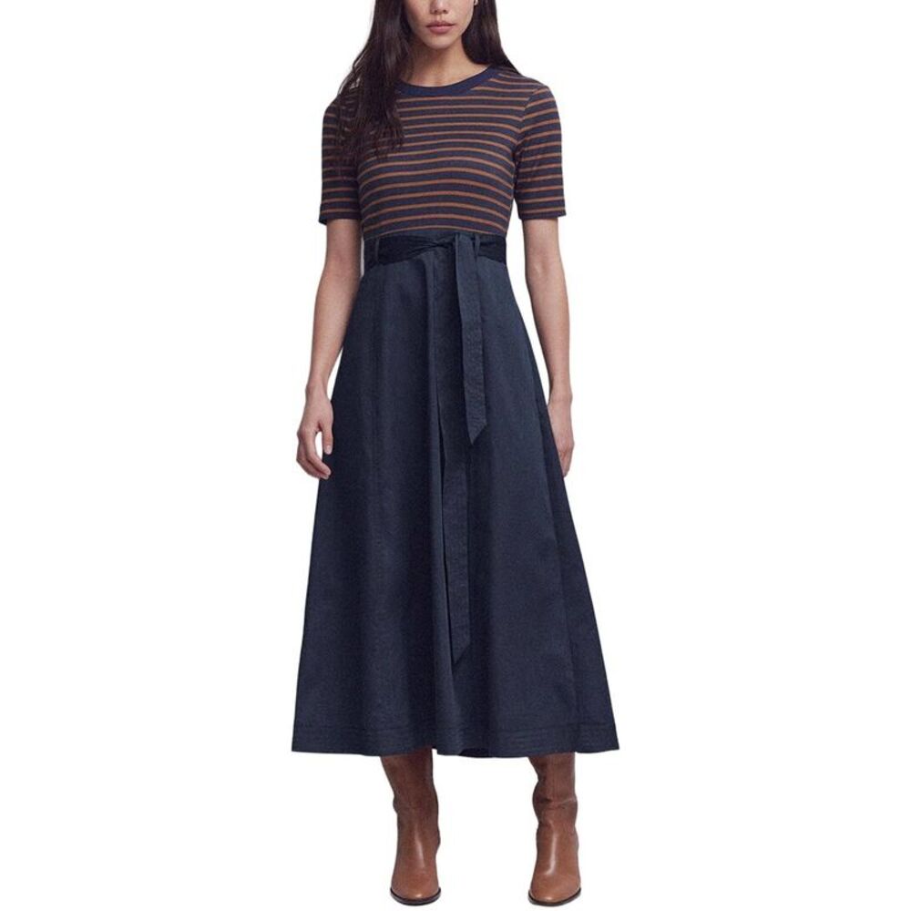 Boden Womens  Crew Neck Mix Media Dress